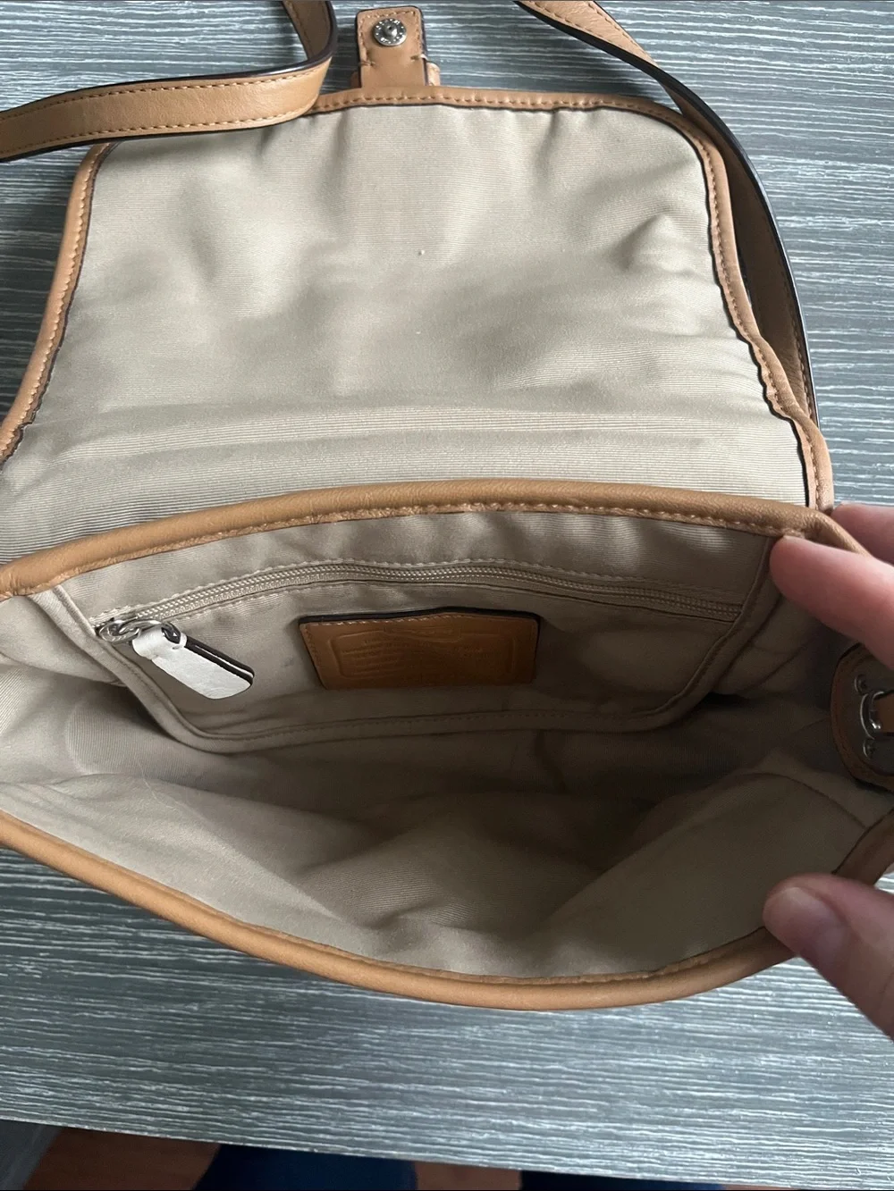Coach Navy, Cream & Tan Leather Colorblock Crossbody